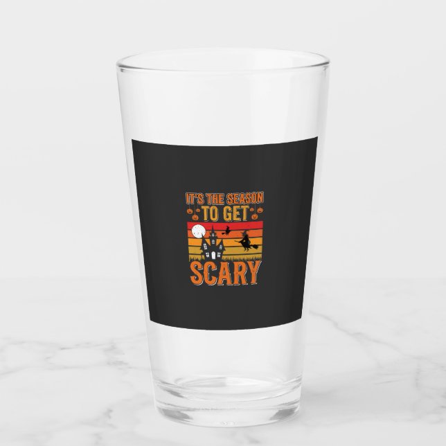 Skrämmande Halloween-häxa Spökhus Design_1 Glaskopp (Framsida)