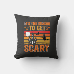 Skrämmande Halloween-häxa Spökhus Design_1 Kudde