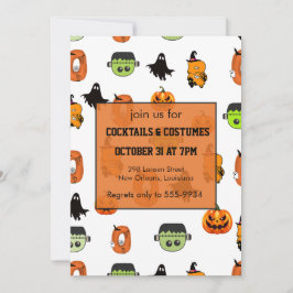 Skrämmande Halloween-häxa, spökhus, måne Inbjudningar