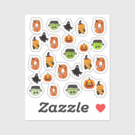 Skrämmande Halloween-häxa, spökhus, måne Klistermärken