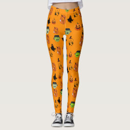 Skrämmande Halloween-häxa, Spökhus, Måne Leggings