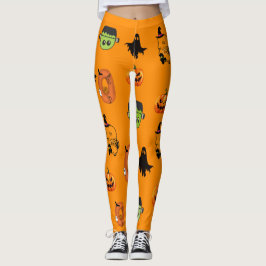 Skrämmande Halloween-häxa, Spökhus, Måne Leggings