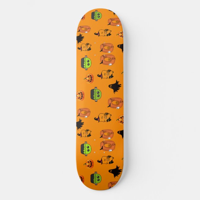 Skrämmande Halloween-häxa, Spökhus, Måne Mini Skateboard Bräda 18,5 Cm (Framsida)