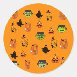 Skrämmande Halloween-häxa, Spökhus, Måne Runt Klistermärke