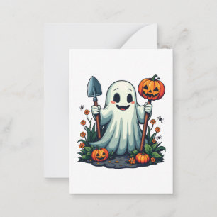 Skrämmande Halloween Höst Trädgårdsskötsel Spök Pu Anteckningskort