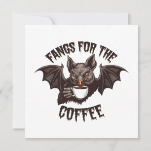 Skrämmande Halloween-huggtänder för kaffekoffein Inbjudningar