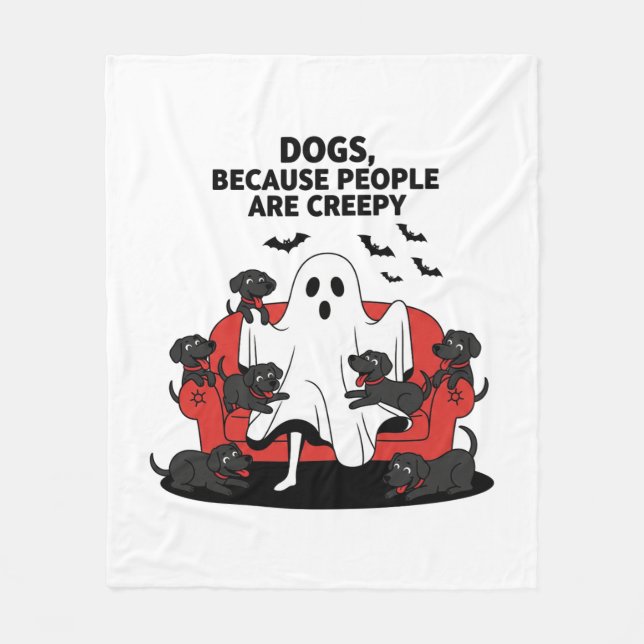 Skrämmande Halloween Hund Skrämmande Spöke 23 Fleecefilt (Framsidan)