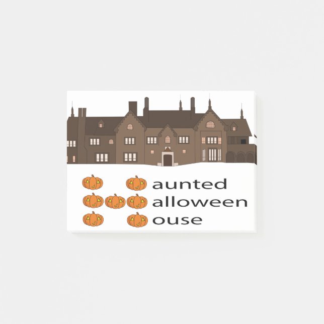 Skrämmande Halloween-hus-pumpa Post-it Block (Framsida)