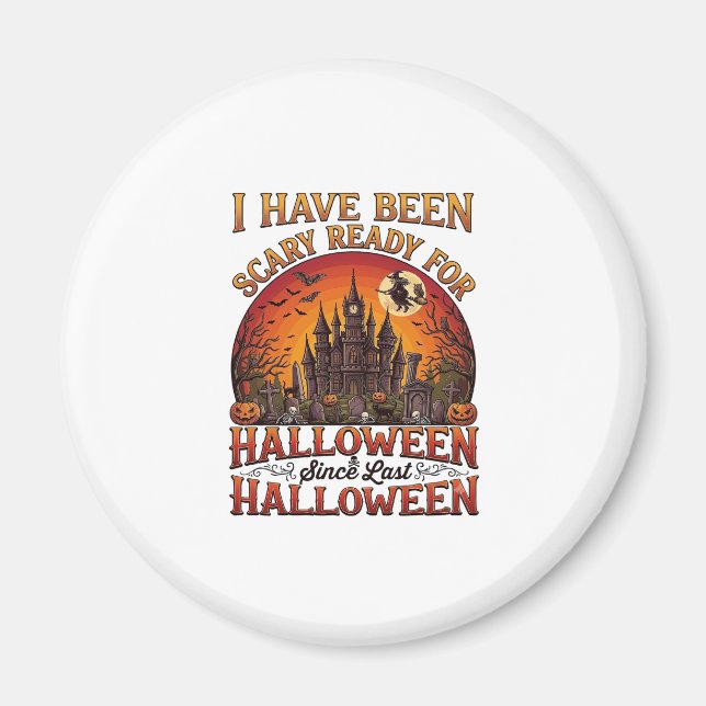 Skrämmande Halloween-hus Trollkarl Pumpa Magnet (Framsidan)