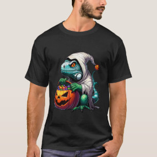 Skrämmande Halloween Iguana Spöke Låda Godispåse T Shirt