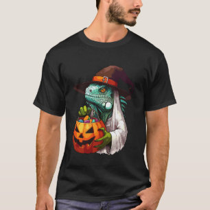 Skrämmande Halloween Iguana Spöke Låtsas Godispåse T Shirt