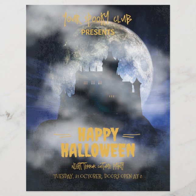 Skrämmande Halloween-inbjudan, Boo Halloween-fest  Reklamblad (Framsidan)