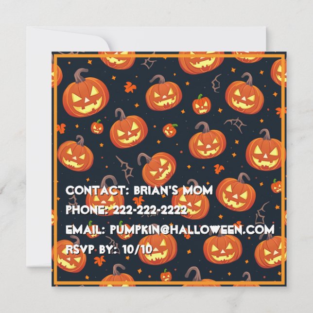 Skrämmande Halloween-inbjudan – Följ med oss för e Inbjudningar (Baksida)