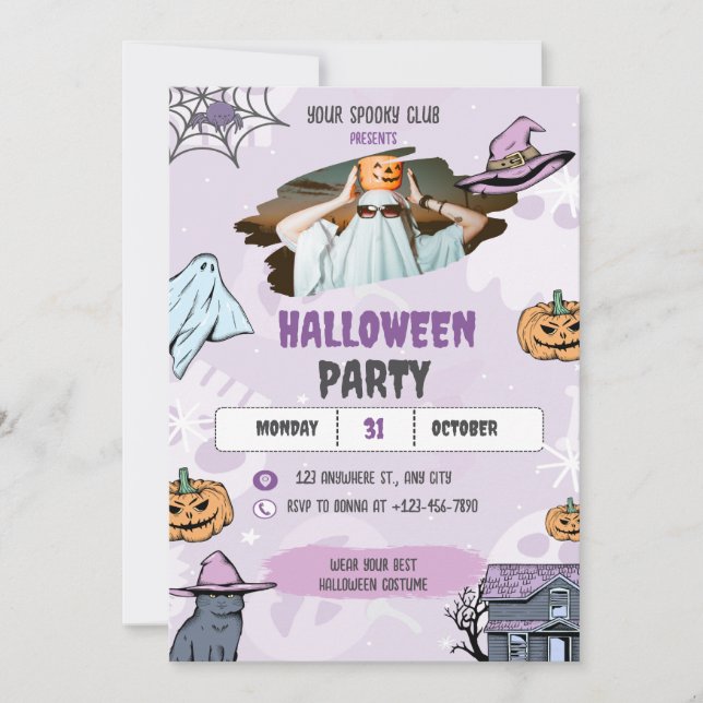 Skrämmande Halloween-inbjudan, Halloweenfest  Inbjudningar (Framsida)