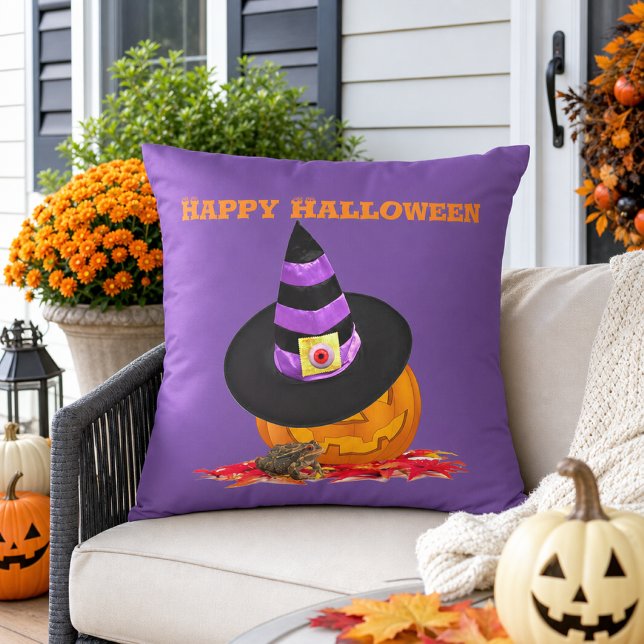 Skrämmande Halloween Jack O Lantern och häxhatt l Kudde (Skapare uppladdad)
