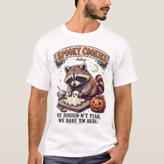 Skrämmande Halloween-kakor Vintage Tvättbjörn Bake T Shirt