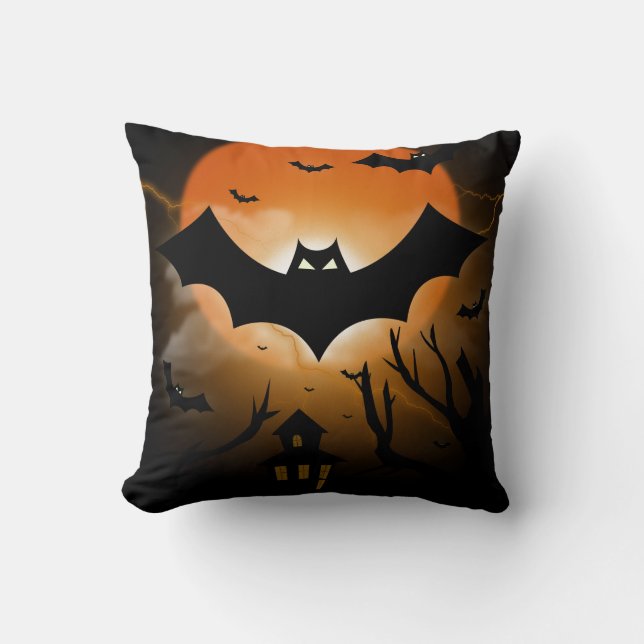 Skrämmande Halloween Kastkudde Spökhus Gotisk Kudde (Framsida)