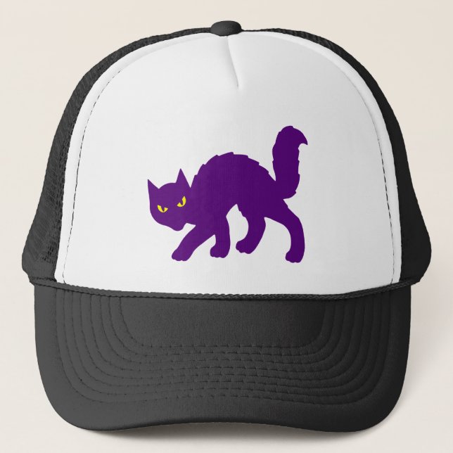 Skrämmande Halloween Kitty Katt Skräcklig Ond Truckerkeps (Framsida)
