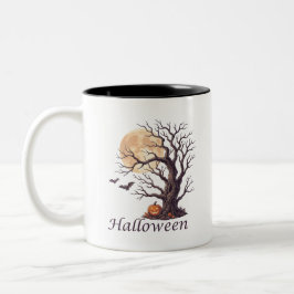 Skrämmande Halloween Knölig Träd Jack-o'-Lantern Två-Tonad Mugg