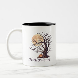 Skrämmande Halloween Knölig Träd Jack-o'-Lantern Två-Tonad Mugg