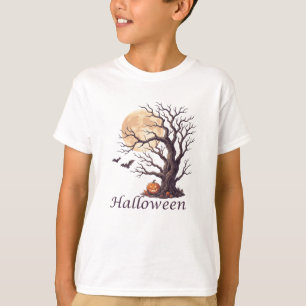 Skrämmande Halloween Knutig Träd Jack-o'-Lantern T Shirt