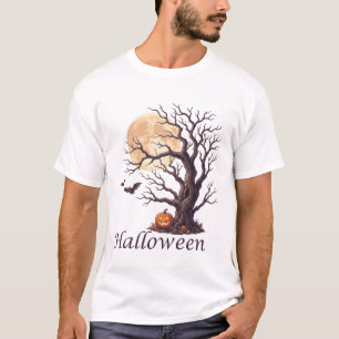 Skrämmande Halloween Knutig Träd Jack-o'-Lantern T Shirt