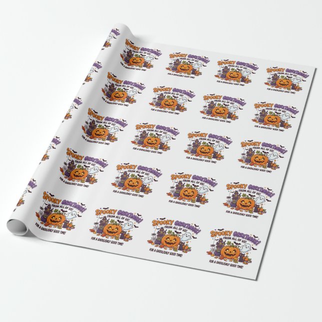 Skrämmande Halloween-kort för fest Presentpapper (Utrullad)