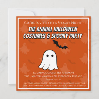 Skrämmande Halloween-kostym Festinladningskort Inbjudningar