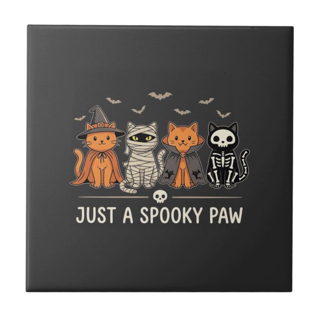 Skrämmande Halloween-kostym för katt Vector Design Kakelplatta (Framsidan)