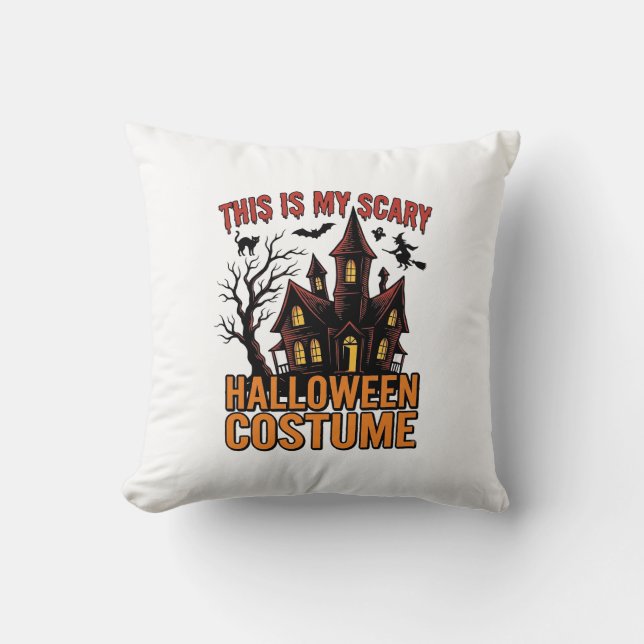 Skrämmande Halloween-kostym Hemsökt hus vintage sk Kudde (Framsida)