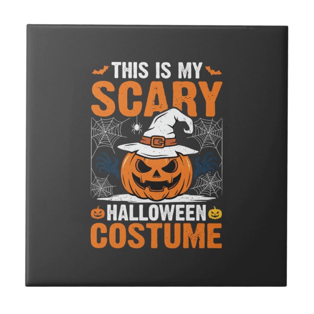 Skrämmande Halloween-kostym Pumpa Häxa Hatt Design Kakelplatta (Framsidan)