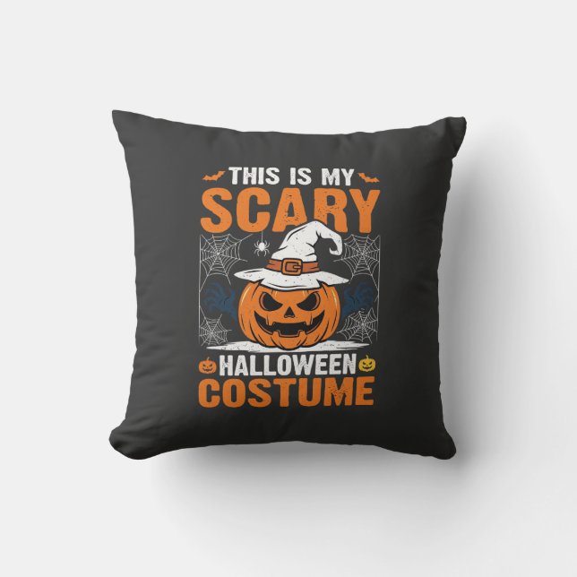 Skrämmande Halloween-kostym Pumpa Häxa Hatt Design Kudde (Framsida)