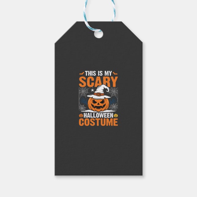 Skrämmande Halloween-kostym Pumpa Häxa Hatt Design Presentetikett (Framsidan)