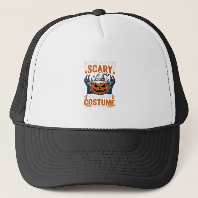 Skrämmande Halloween-kostym Pumpa Häxa Hatt Tröja_ Keps (Framsida)