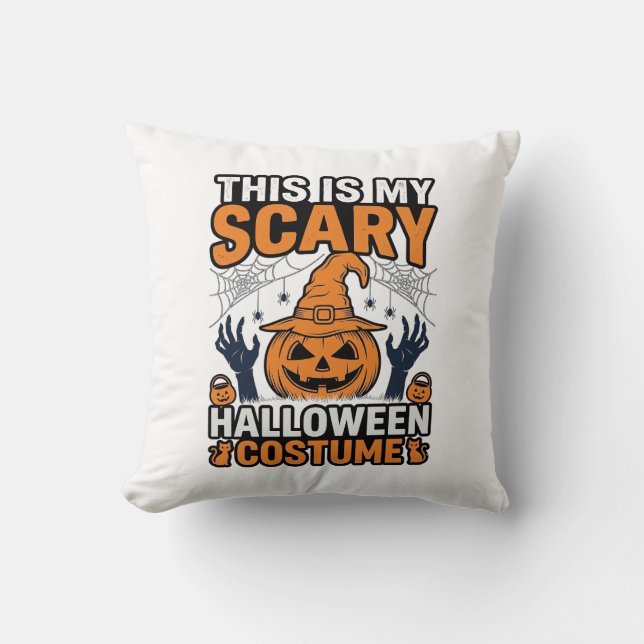 Skrämmande Halloween-kostym Pumpa Häxa Hatt Tröja_ Kudde (Framsida)