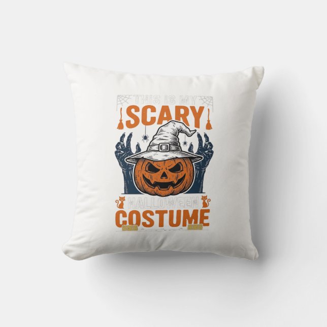 Skrämmande Halloween-kostym Pumpa Häxa Hatt Tröja_ Kudde (Framsida)