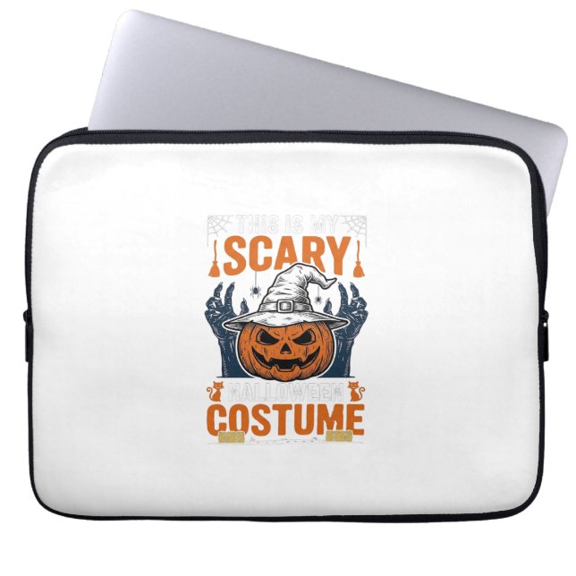 Skrämmande Halloween-kostym Pumpa Häxa Hatt Tröja_ Laptop Fodral (Framsidan)