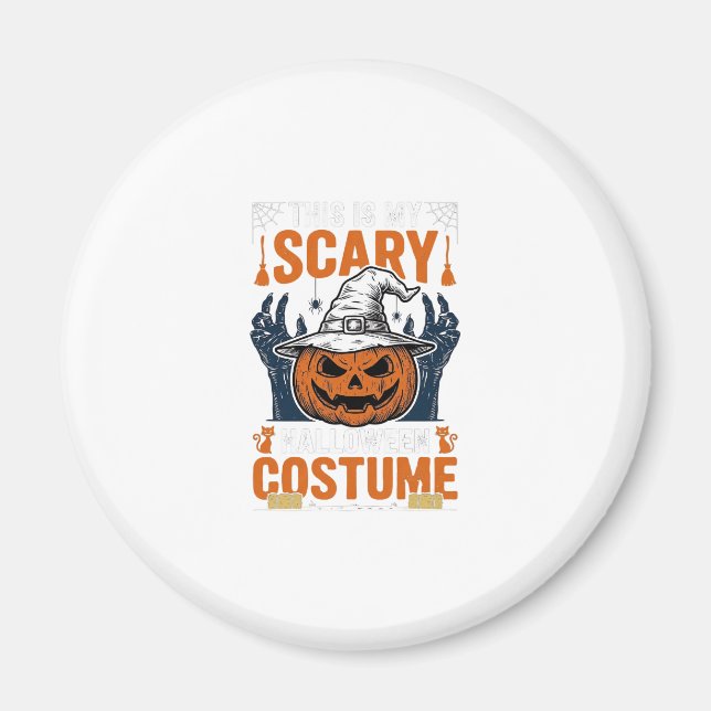 Skrämmande Halloween-kostym Pumpa Häxa Hatt Tröja_ Magnet (Framsidan)