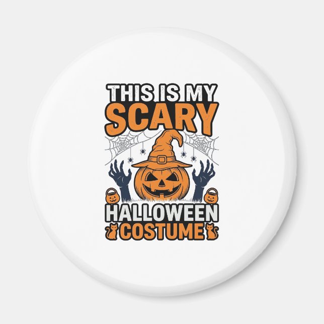 Skrämmande Halloween-kostym Pumpa Häxa Hatt Tröja_ Magnet (Framsidan)