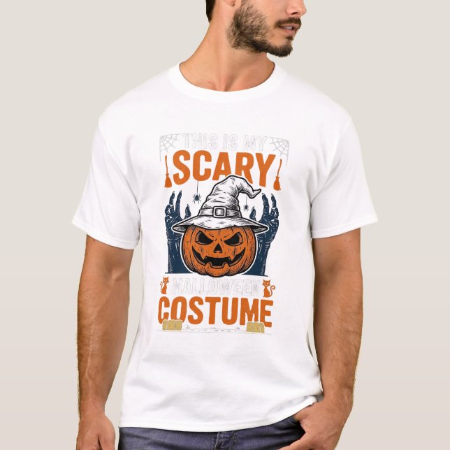 Skrämmande Halloween-kostym Pumpa Häxa Hatt Tröja_ T Shirt (Framsida)