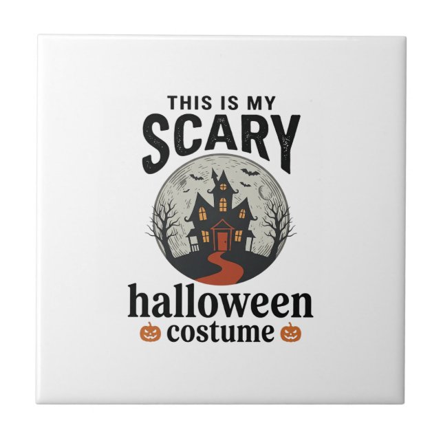Skrämmande Halloween-kostym Spökhus Vektor Desig Kakelplatta (Framsidan)