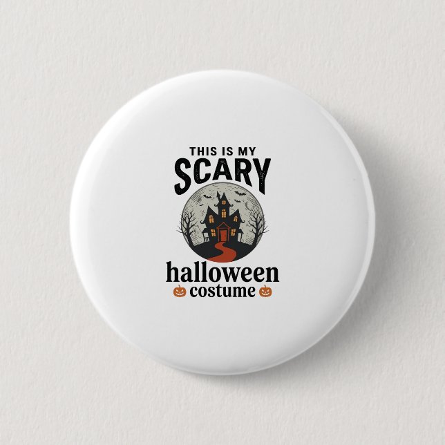 Skrämmande Halloween-kostym Spökhus Vektor Desig Knapp (Framsida)