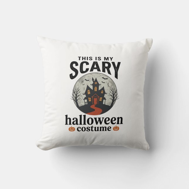 Skrämmande Halloween-kostym Spökhus Vektor Desig Kudde (Framsida)