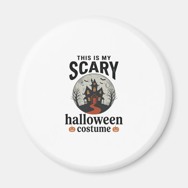 Skrämmande Halloween-kostym Spökhus Vektor Desig Magnet (Framsidan)