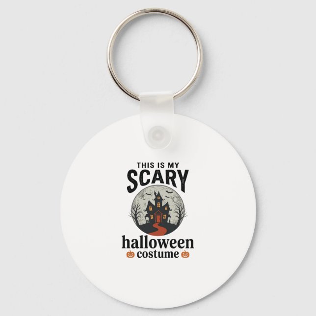 Skrämmande Halloween-kostym Spökhus Vektor Desig Nyckelring (Framsida)