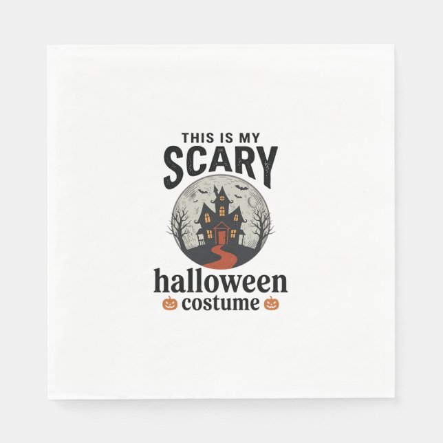 Skrämmande Halloween-kostym Spökhus Vektor Desig Pappersservett (Framsidan)