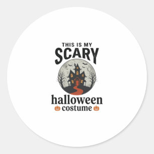 Skrämmande Halloween-kostym Spökhus Vektor Desig Runt Klistermärke