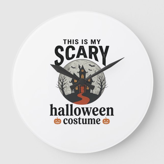 Skrämmande Halloween-kostym Spökhus Vektor Desig Stor Klocka (Framsida)