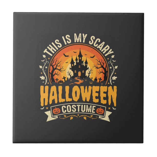 Skrämmande Halloween-kostym Vektordesign Kakelplatta (Framsidan)