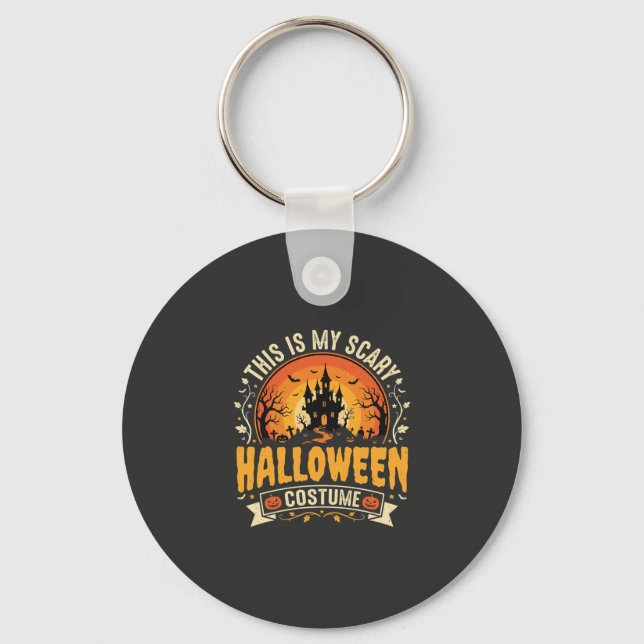 Skrämmande Halloween-kostym Vektordesign Nyckelring (Framsida)